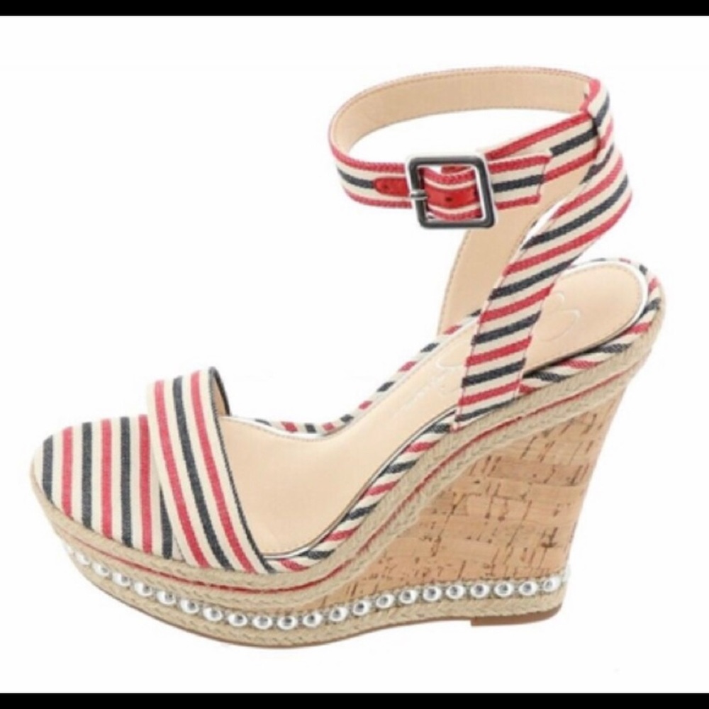 Jessica Simpson Red/White/Blue wedges